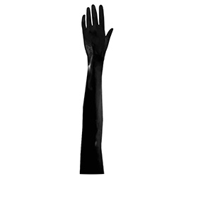 Atsuko Kudo Latex Handmade Evening Length Gloves in Supatex Black