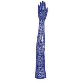 Atsuko Kudo Latex Handmade Opera Gloves in Supatex Royal Blue