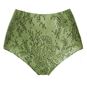 Atsuko Kudo Latex Lady P High Waist Briefs in pearlsheen leaf lace
