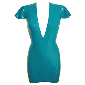 Atsuko Kudo Latex Linde Mini Dress in Turquoise