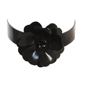 Atsuko Kudo ラテックス ラインチョーカー in Supatex Black / Supatex Black and black crystals | アツコクドウ
