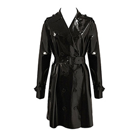 Atsuko Kudo Latex Mid Length Trench Coat in supatex black