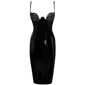 Atsuko Kudo Latex Paris Cup Pencil Dress in Supatex Black