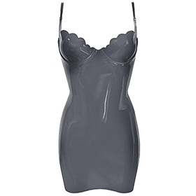 Atsuko Kudo Latex Restricted Scallop Cup Mini Dress in Pearlsheen Pewter