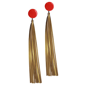 Atsuko Kudo Latex Large Round Earrings in Red