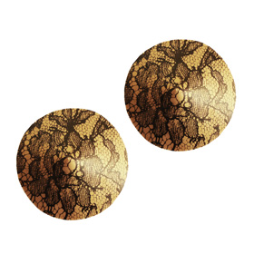 Atsuko Kudo Latex Round Pasties in Antique Gold Lace