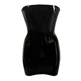 Atsuko Kudo Latex Restricted Strapless Mini Dress in supatex black