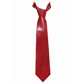 Atsuko Kudo Latex Tie  in Metallic Red Lace