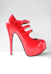 Shop for Atsuko Kudo latex 3 Strap Court Shoes with Covered Platform