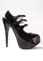 Shop for Atsuko Kudo latex 3 Strap Court Shoes with Covered Platform