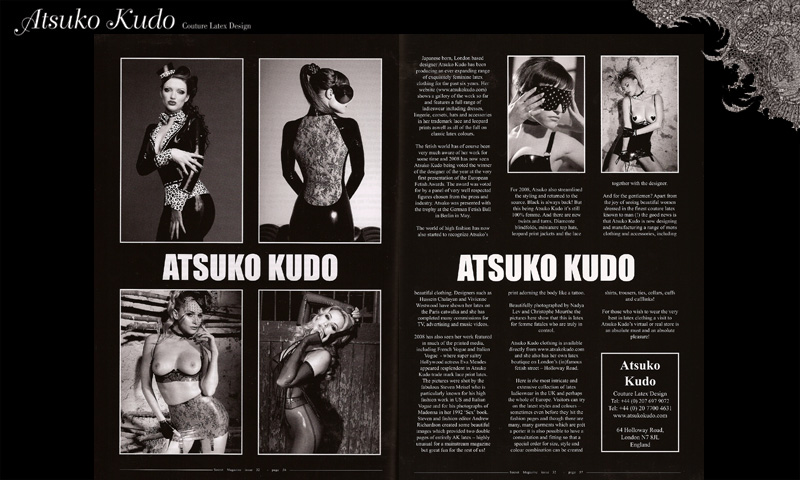 Atsuko Kudo Couture Latex featured in Secret Magazine