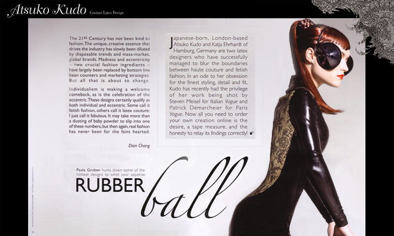 Atsuko Kudo Couture Latex featured in the Sun