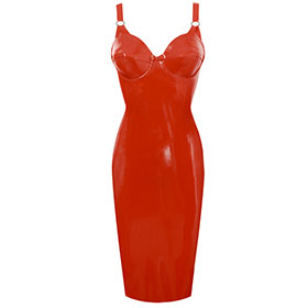 Atsuko Kudo Latex 50's Cup Pencil Dress in Supatex Red