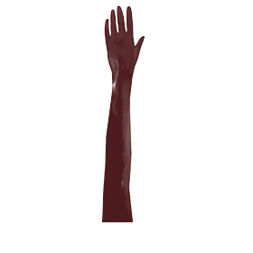 Atsuko Kudo Latex Handmade Evening Length Gloves in Supatex Dark Brown